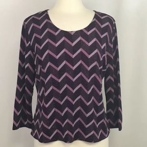 Fashion Bug Purple Chevron 3/4 Sleeve Stretch Top
